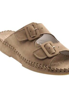 LIKE NEW! La Plume "Jen" Beige Nubuck Leather Sandals Size 9.5/10 (EUR 40)